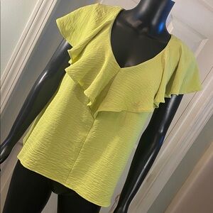Versona Lime Green Ruffled Blouse